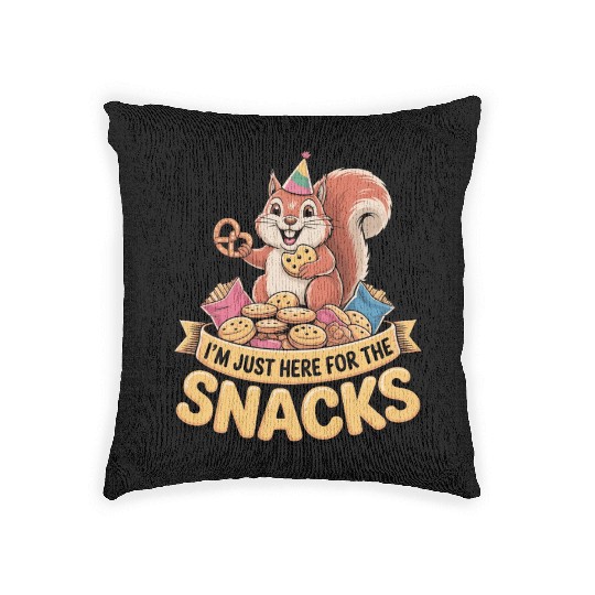 I'm Just Here for the Snacks Funny Foodie Quote Woven Pillows