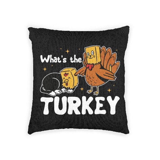 Turkey Thanksgiving Woven Pillows Cat Lover Gift Cute Woven Pillows