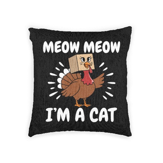 Turkey Woven Pillows Funny Thanksgiving Cat Lover Gift