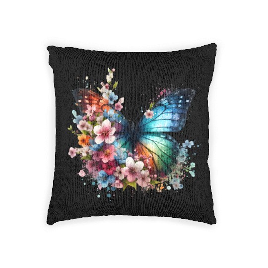 Colorful Butterfly Blossom Fusion Woven Pillows