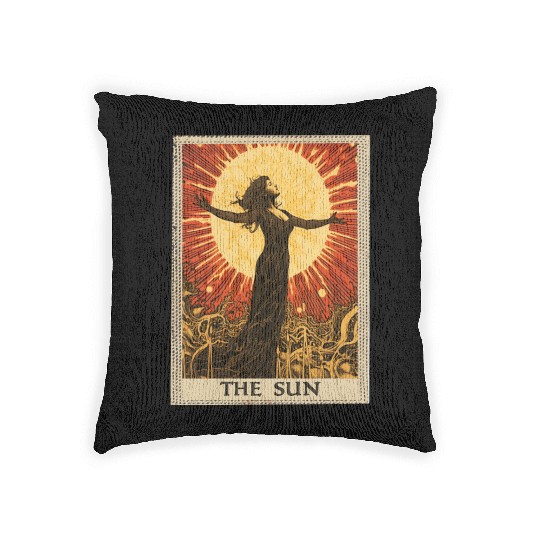 Vintage Tarot Card The Sun Woven Pillows