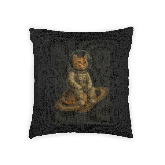 Celestial Cat in Astronaut Suit Woven Pillows