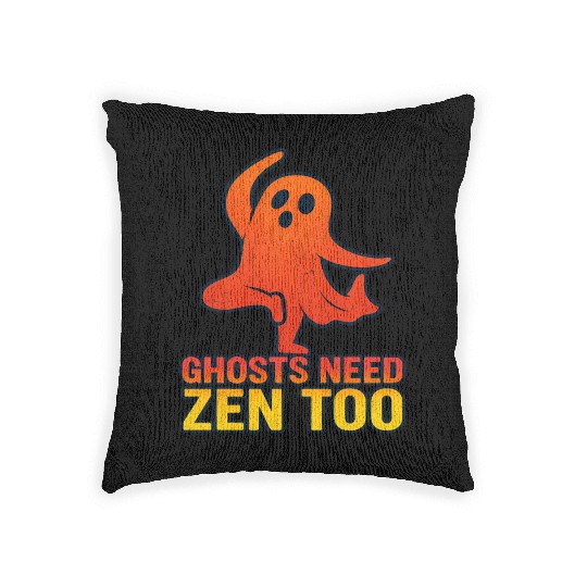 Ghost Yoga Instructor Halloween Woven Pillows