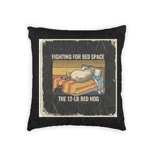 Fighting for Bed Space Cat Design Woven Pillows