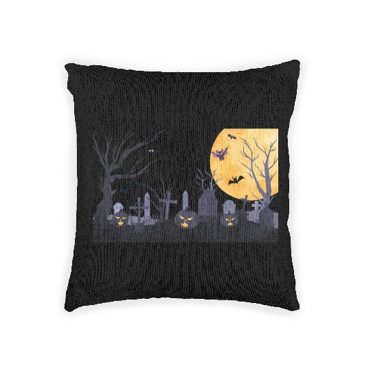Trick-or-Treat Pumpkin Graveyard Woven Pillows