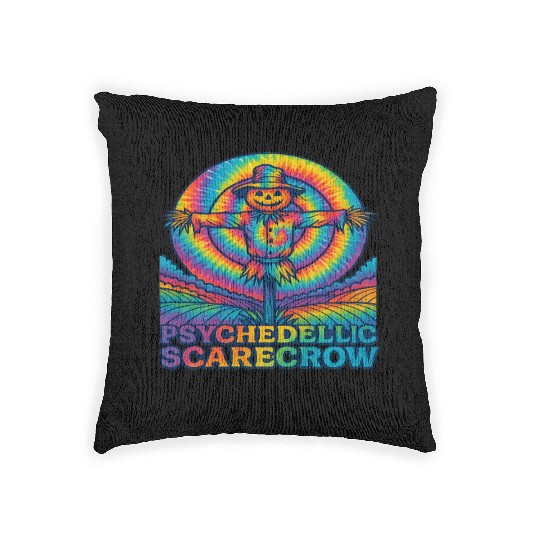 Psychedelic Scarecrow Trippy EDM Rave Festival Woven Pillows