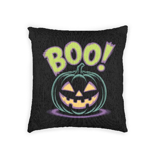 Spooky Halloween Jack-o'-Lantern Design Woven Pillows