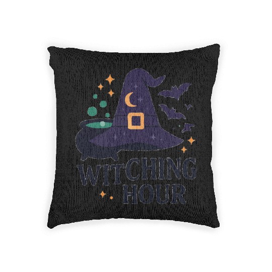 Witching Hour Night Scene Design Woven Pillows