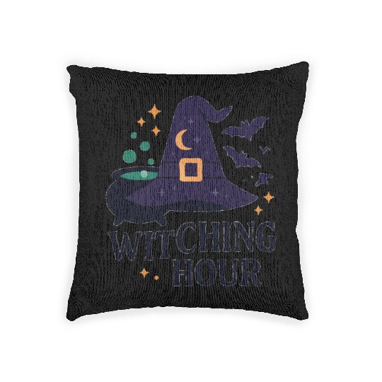 Witching Hour Night Scene Design Woven Pillows