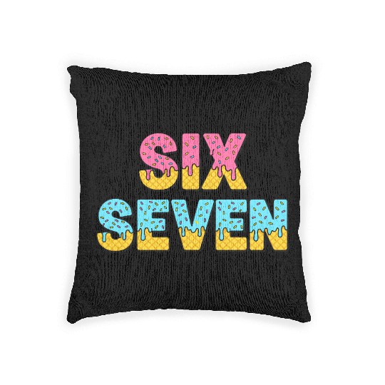 67 Six Seven Meme Funny Ice Cream Drip Waffle Cone Woven Pillows