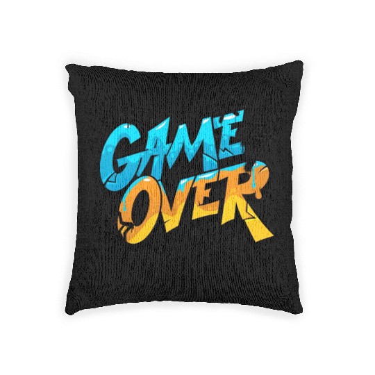 Graffiti Style Game Over Design Woven Pillows