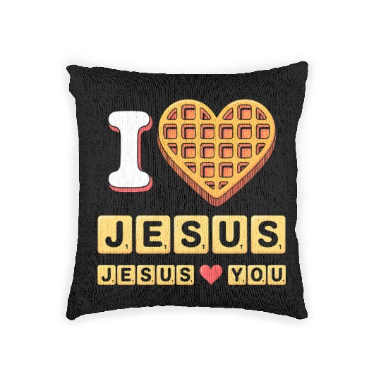 I Love Jesus Christian Breakfast Waffle Heart Woven Pillows