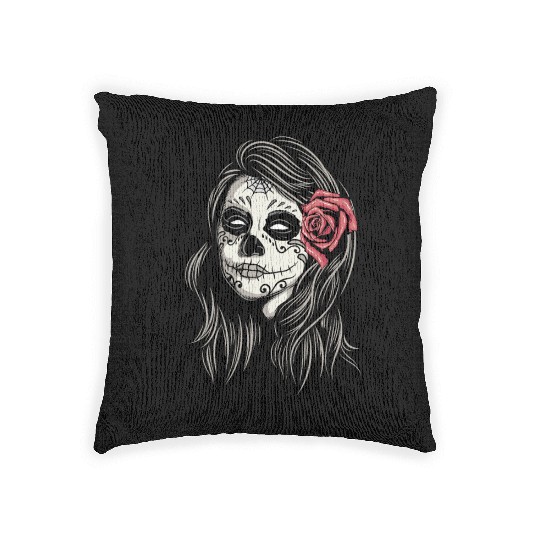 Santa Muerte Holy Woman Woven Pillows