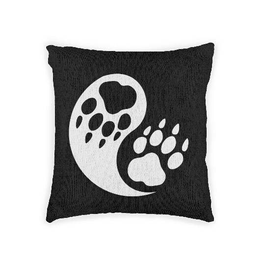 wolf paw ying yang Woven Pillows