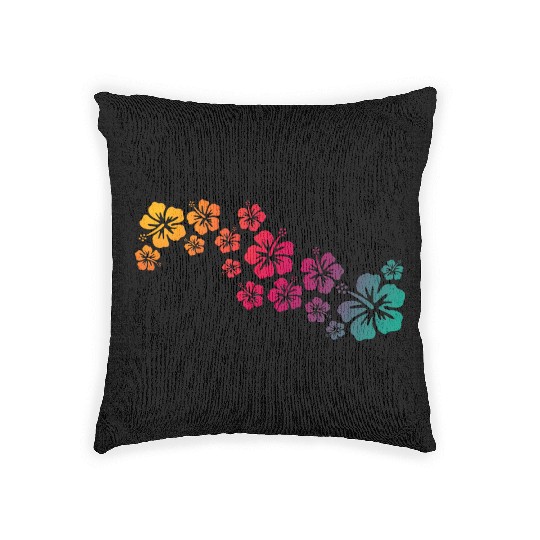 hibiscus blooms - colored Woven Pillows