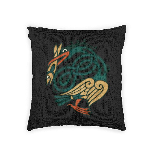 Celtic Art Bird With Fish Woven Pillows