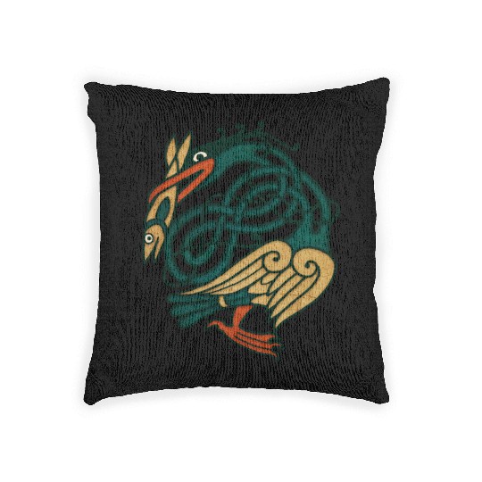 Celtic Art Bird With Fish Woven Pillows
