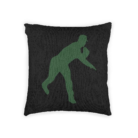 Baseball pitcher throwing a pitch Woven Pillows