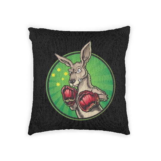 Boxing Kangaroo Woven Pillows