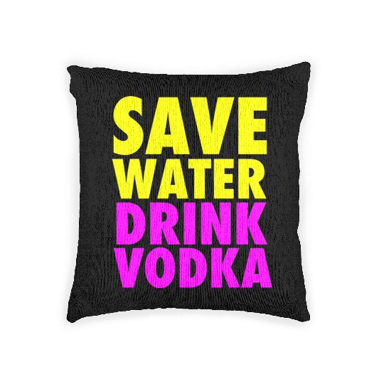 Save Water Drink Vodka Neon Party Design Woven Pillows