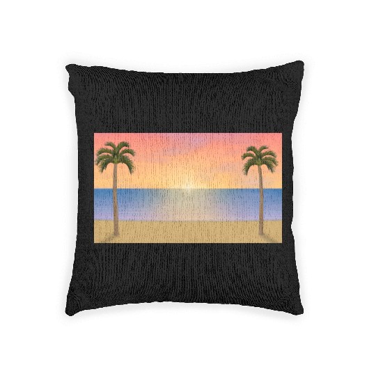 Sunrise / Sunset Beach Scene Woven Pillows
