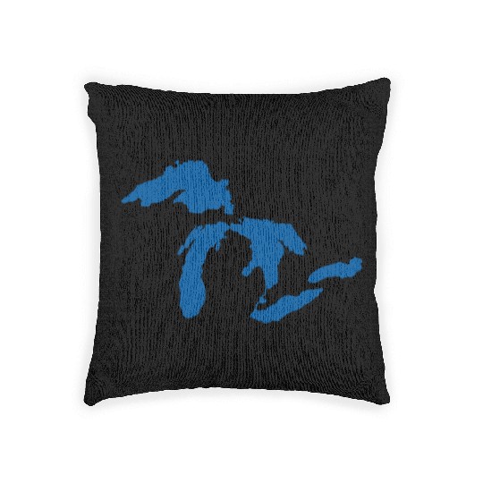 The Great Lakes Design Michigan SIlhouette Vector Woven Pillows