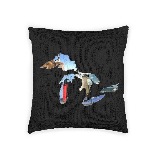 Michigan Great Lakes Lighthouses Woven Pillows