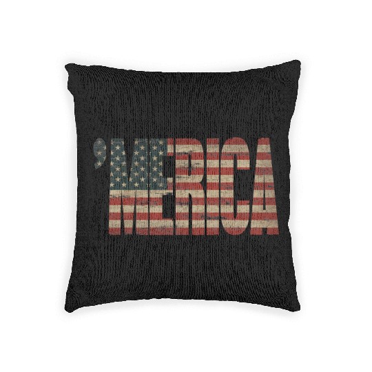 Vintage Distressed US Flag 'MERICA Woven Pillows