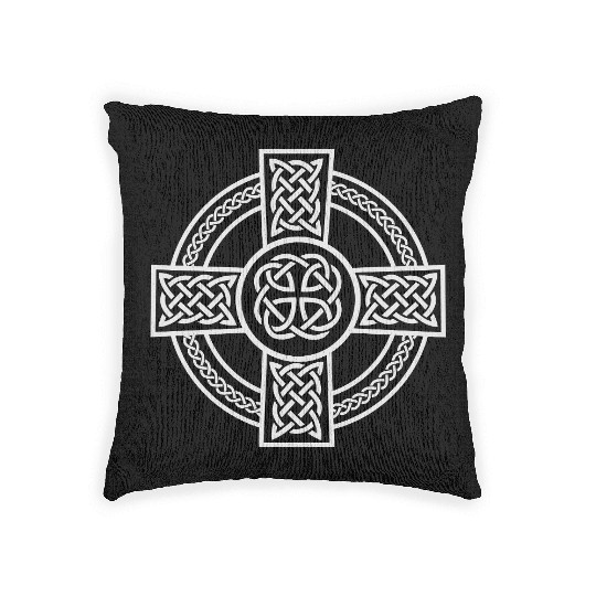 Celtic Cross Ireland Intricate Knotwork Design Woven Pillows