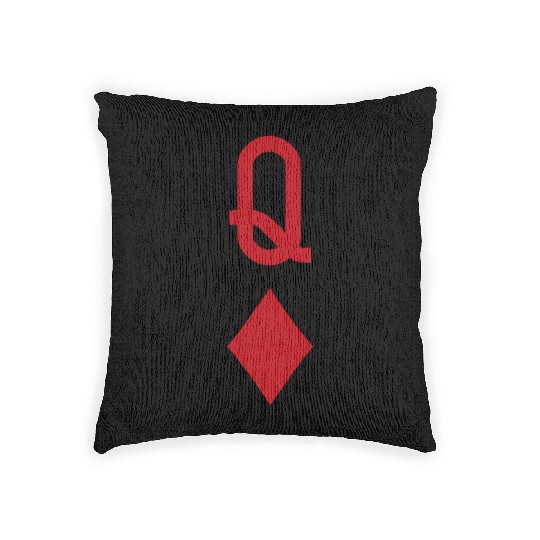 Queen of Diamonds Red Playing Card Woven Pillows