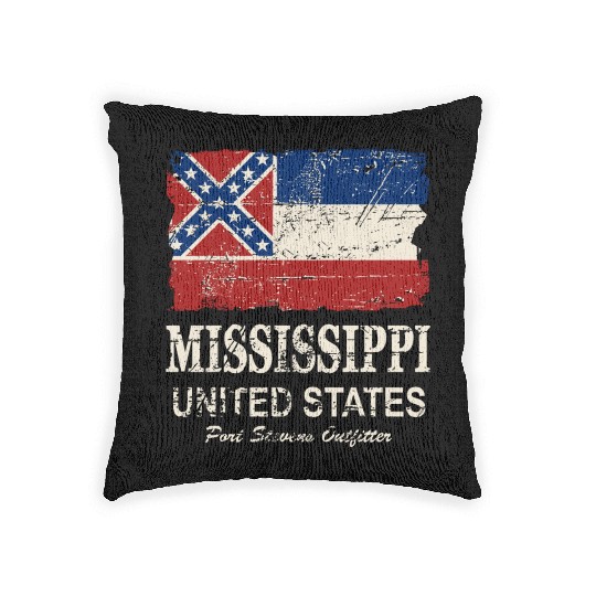 Mississippi Flag - Vintage Look Woven Pillows