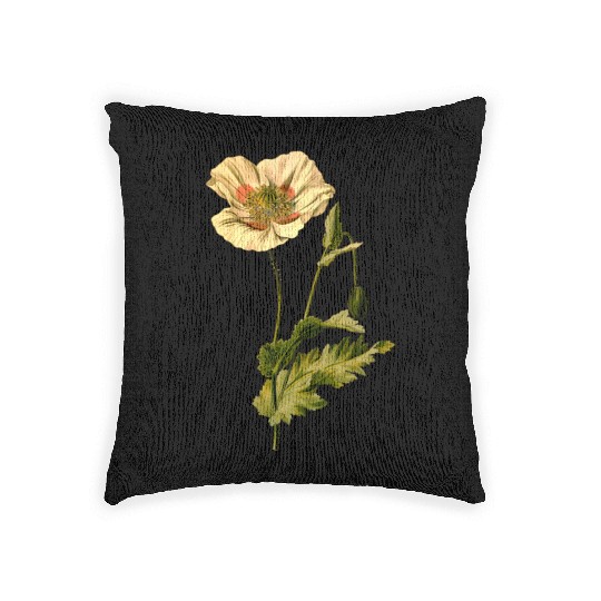 Opium poppy (detailed) Woven Pillows