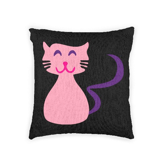 ♥ټCute Giggly Pink Kitty Cat-Meow Meowټ♥ Woven Pillows