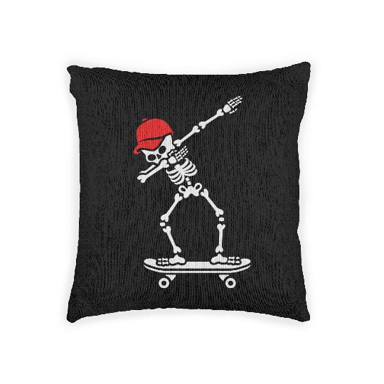 Dab dabbing skeleton skateboard skater Woven Pillows