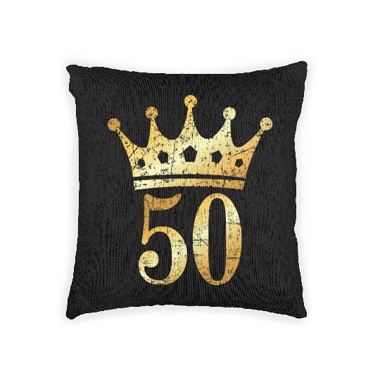 50th Birthday & Anniversary Crown (Golden-Yellow) Woven Pillows