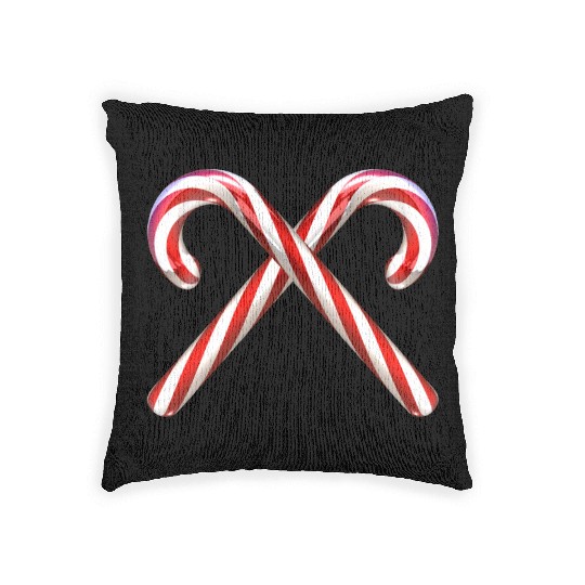 Crossed candy canes Woven Pillows