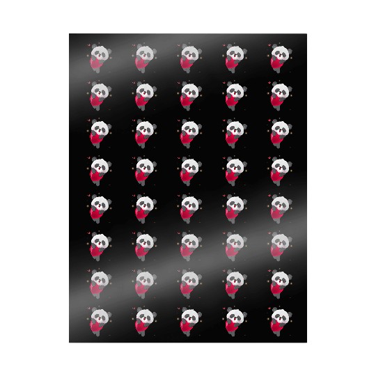 Cute Panda Embrace Heart Design Wrapping Papers