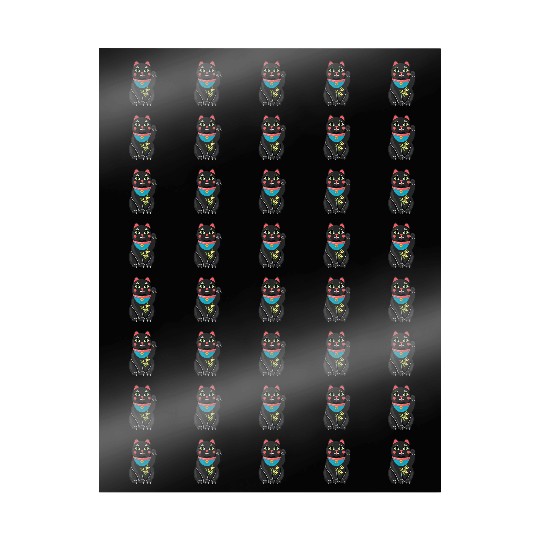 Japanese Maneki Neko Black Cat Bad Luck Protection Wrapping Papers