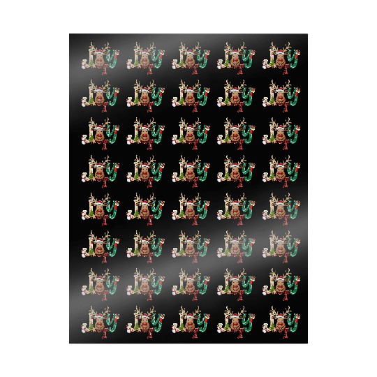 Xmas Christmas Joy Snowman Deer Santa Hat Wrapping Papers