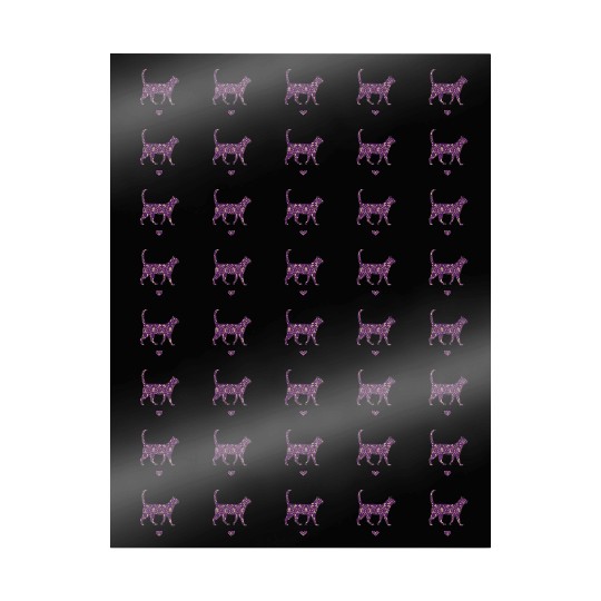 Purple Cat Damask Style Love Heart Cute Silhouette Wrapping Papers