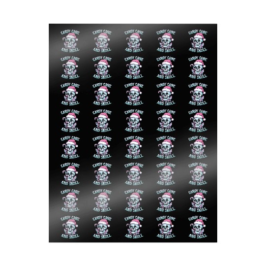 Candy Cane And Skull Pastel Goth Christmas Skull Wrapping Papers
