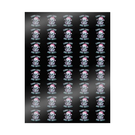 Candy Cane And Skull Pastel Goth Christmas Skull Wrapping Papers