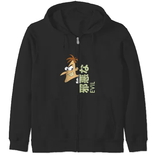 Disneys Phineas And Ferb Dr Doofenshmirtz Evil Kanji Logo Zip Hoodies