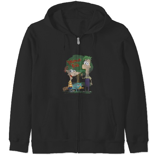 Disneys Phineas And Ferb Hanging Out With Perry Distressed Zip Hoodies