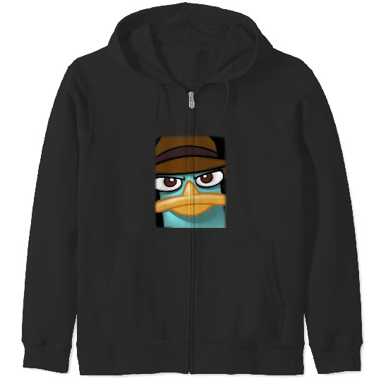 Disneys Phineas And Ferb Perry The Platypus Big Face Portrait Zip Hoodies