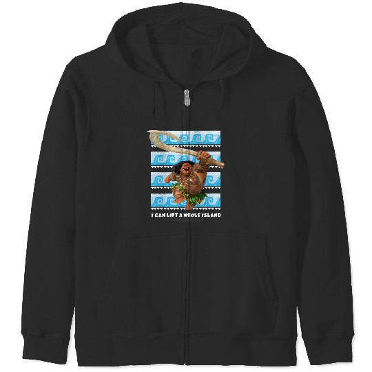 disneys Moana Maui I Can Lift A Whole Island Chest Portrait Zip Hoodies