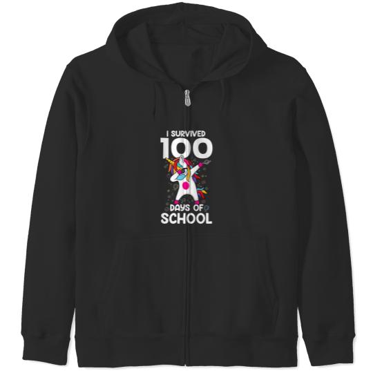 Discover Unicorn I Survived 100 Days Of School Teacher Kids Zip Hoodies