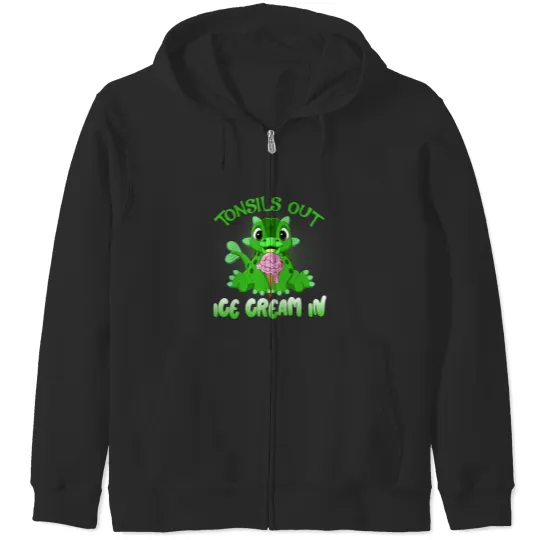 Tonsils Out Ice Cream In Dino Dinosaur Tonsillectomy Zip Hoodies