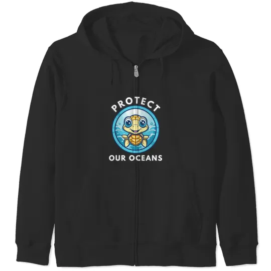 Cute Sea Turtle Protect Our Oceans World Turtle Day Zip Hoodies