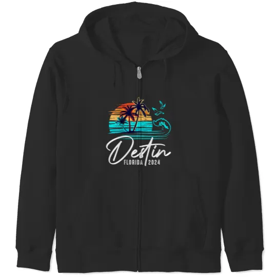 Discover Womens Destin Florida 2024 Retro Summer Vacation Matching Group Trends Gift Zip Hoodies